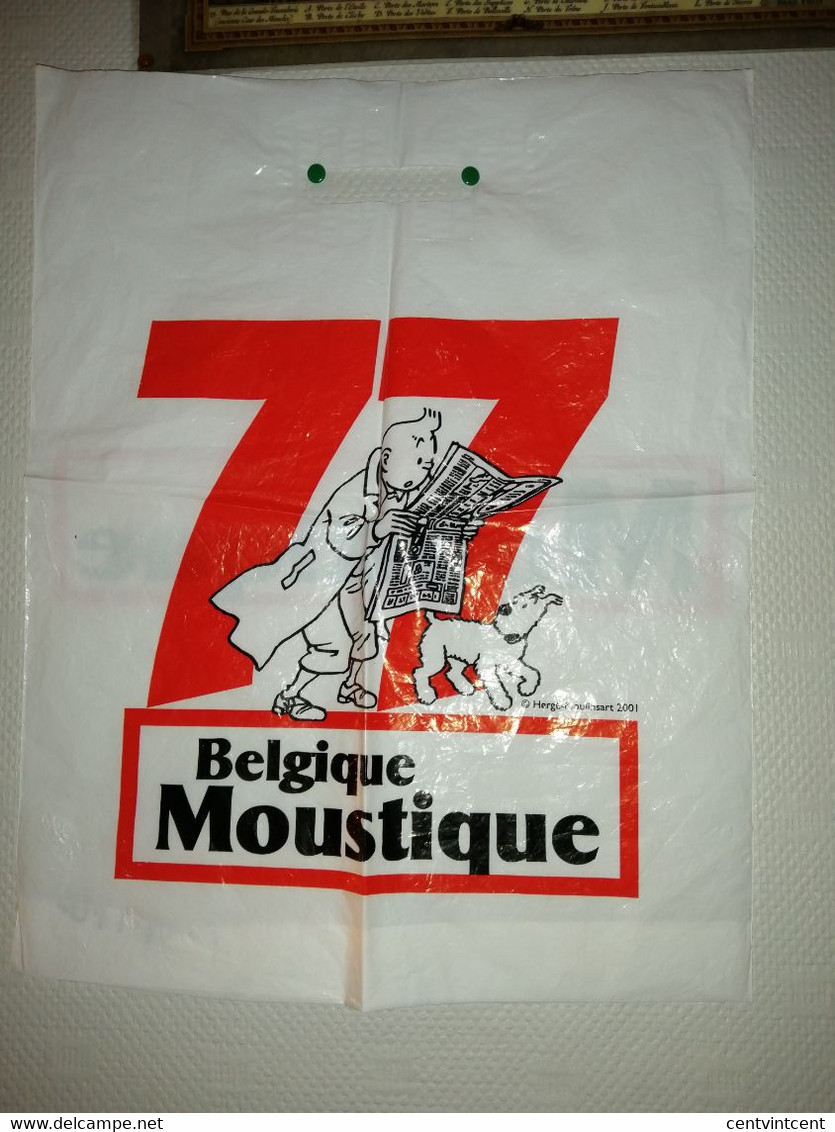 Sac Plastique Tintin Moulinsart Herge 2001 Belgique Moustique  Tele  35 Par 43 Cm - Comics & Manga (andere Sprachen)