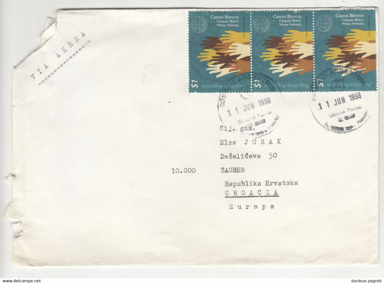 Argentina Letter Cover Posted Air Mail 1998 To Croatia B211015 - Covers & Documents