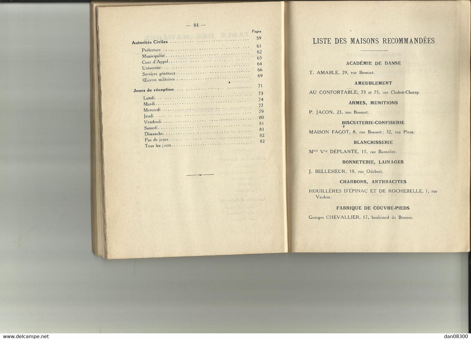 PLACE DE DIJON CARNET D'ADRESSE 1939 COORDONNEES DES OFFICERS D'ACTIVE DE RESERVE ET EN RETRAITE.