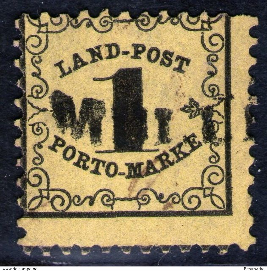 Langstempel MÜLLHEIM Auf 1 Kreuzer Gelb - Baden Porto Nr. 1 X - Pracht - Geprüft BPP - Neufs