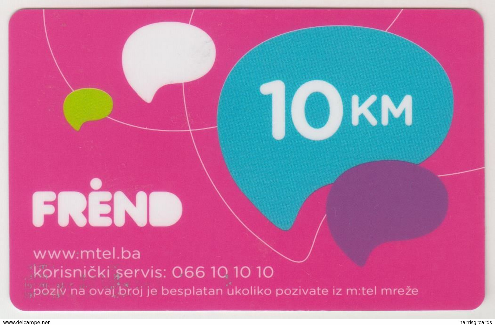 BOSNIA - Frend, 10KM , MTel GSM Refill, Used - Bosnië