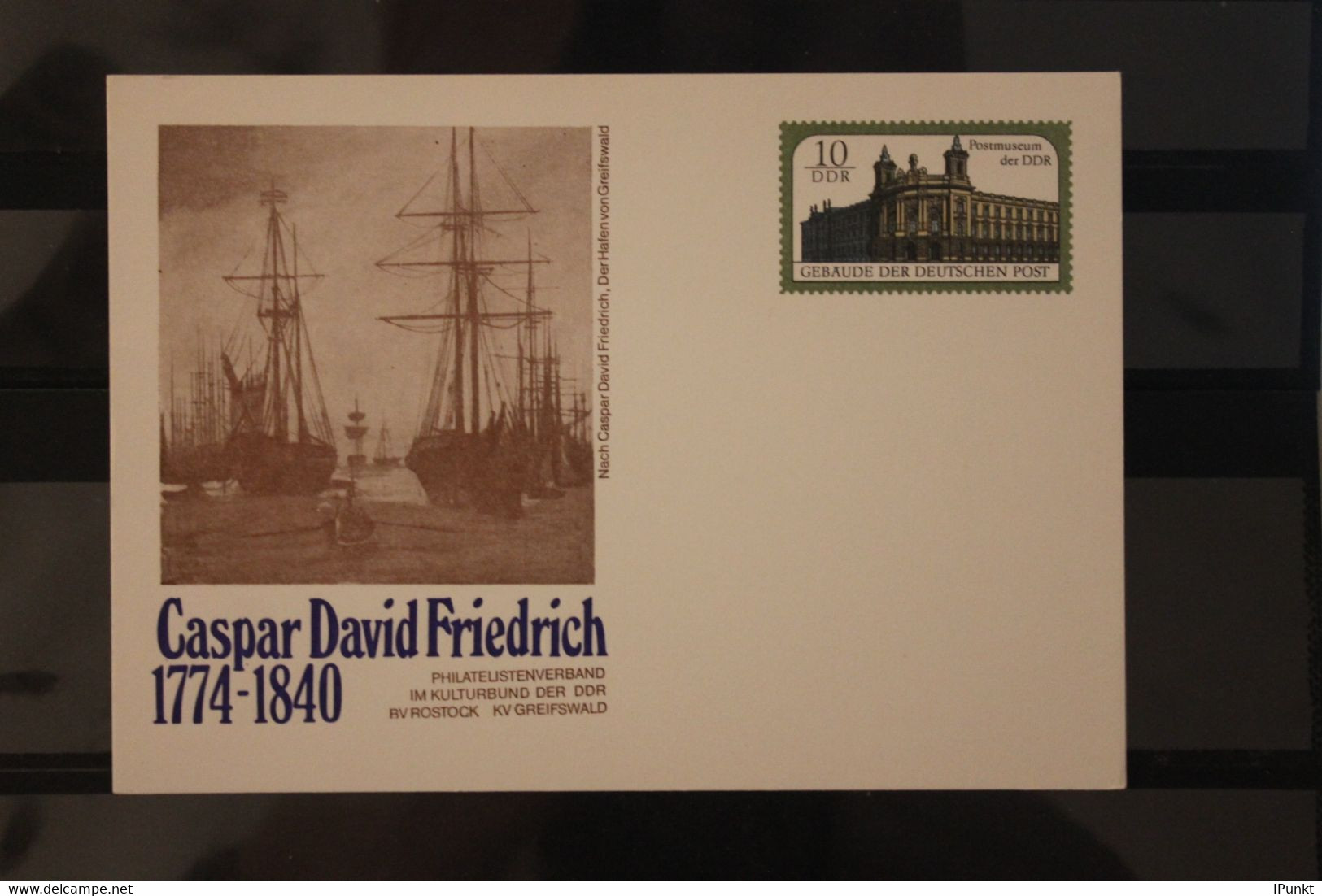 DDR 1990; Ganzsache Caspar David Friedrich;  Wertstempel Gebäude Der Deutschen Post - Privé Postkaarten - Ongebruikt