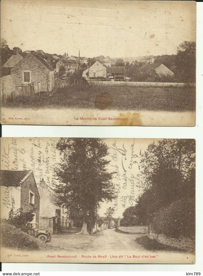 95 - Val D'Oise - Rueil - Seraincourt - Lot De 2 Cartes - Le Moulin - Lieu Dit " Le Bout D'en Bas " - - Seraincourt