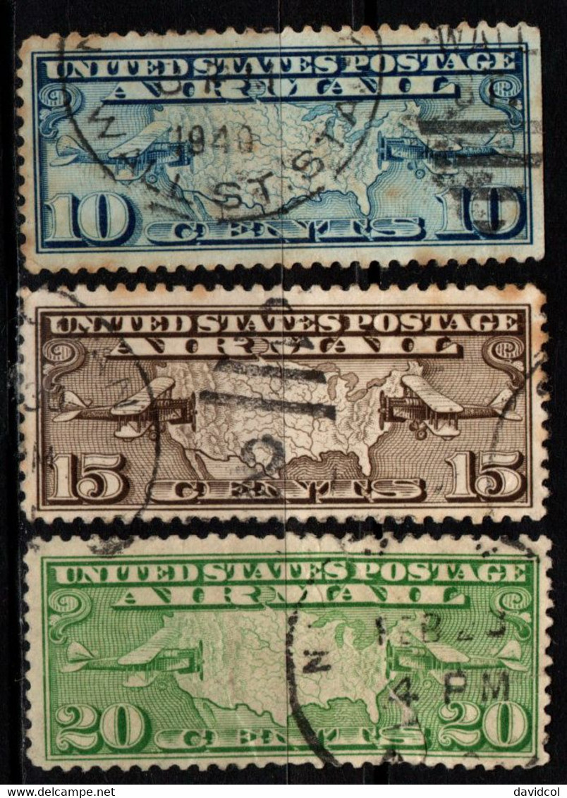 S022E - USA, 1926-1927 - SC#: C7-C9 - USED - AIR MAIL - 1a. 1918-1940 Oblitérés