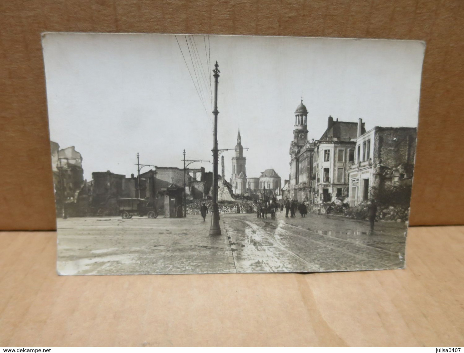 CAMBRAI (59) Carte Photo Rue Place Ruines Bombardements Guerre 1914-18 - Cambrai