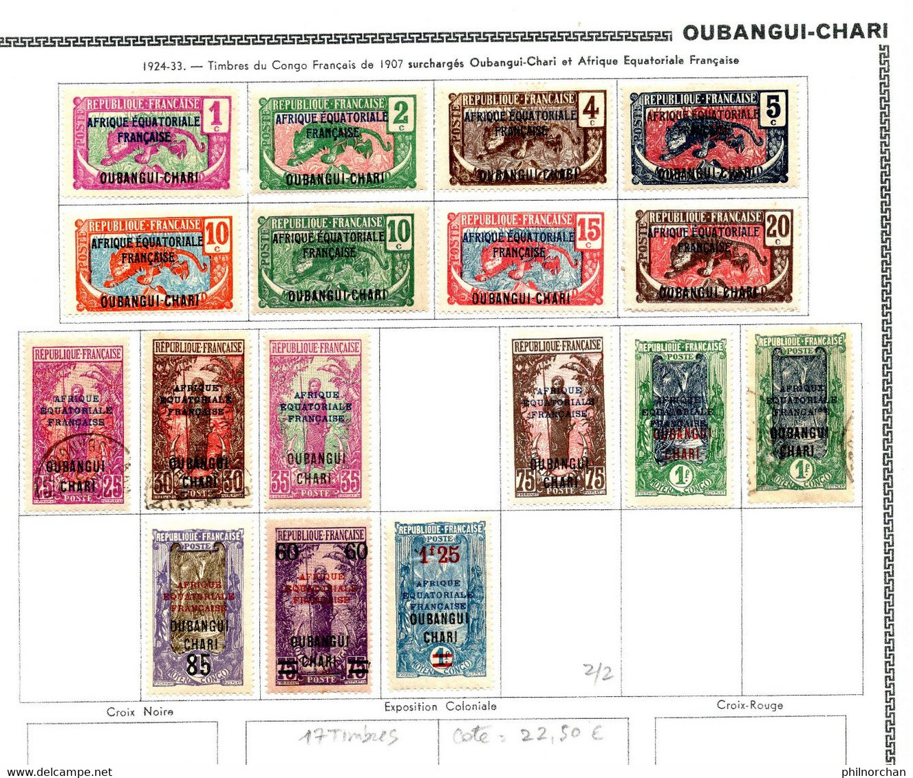 Colonies Françaises Oubangui-Chari 1915/1925   22 Timbres Différents    2,20 €  (cote 26,90 € 22 Valeurs) - Gebruikt