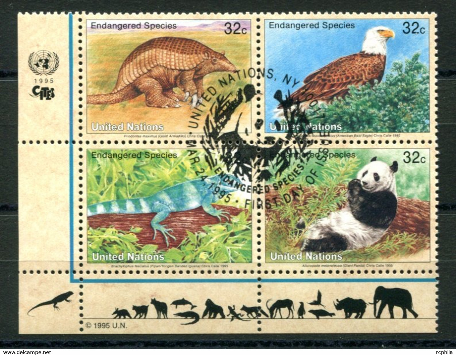 RC 21577 NATIONS UNIES NEW YORK COTE 7,20€ N° 669 / 672 FAUNE PROTECTION DE LA NATURE BLOC DE 4 OBLITÉRÉ - Used Stamps