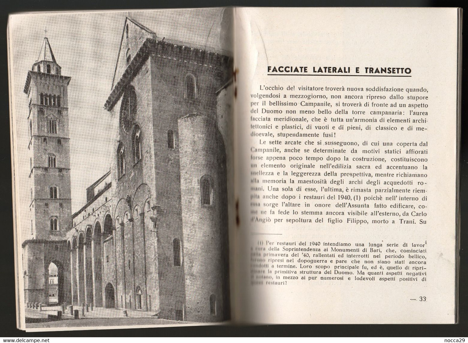 LIBRETTO TURISTICO DEL 1957 - GUIDA DEL DUOMO DI TRANI   (STAMP78) - Tourisme, Voyages