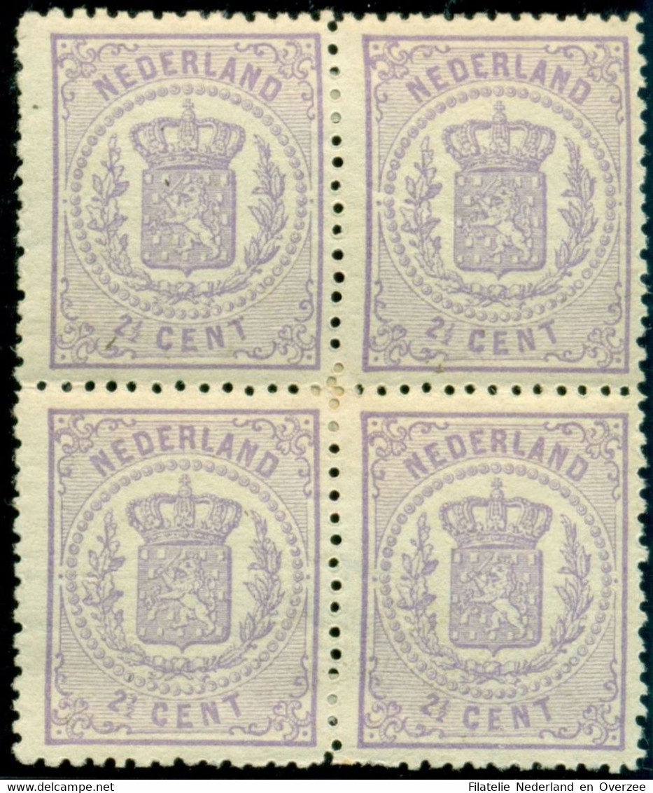 Nederland 1870 NVPH Nr 18 Blok Van 4 Ongebruikt/MH Rijkswapen, Cote Of Arms, Armoirie - Ungebraucht