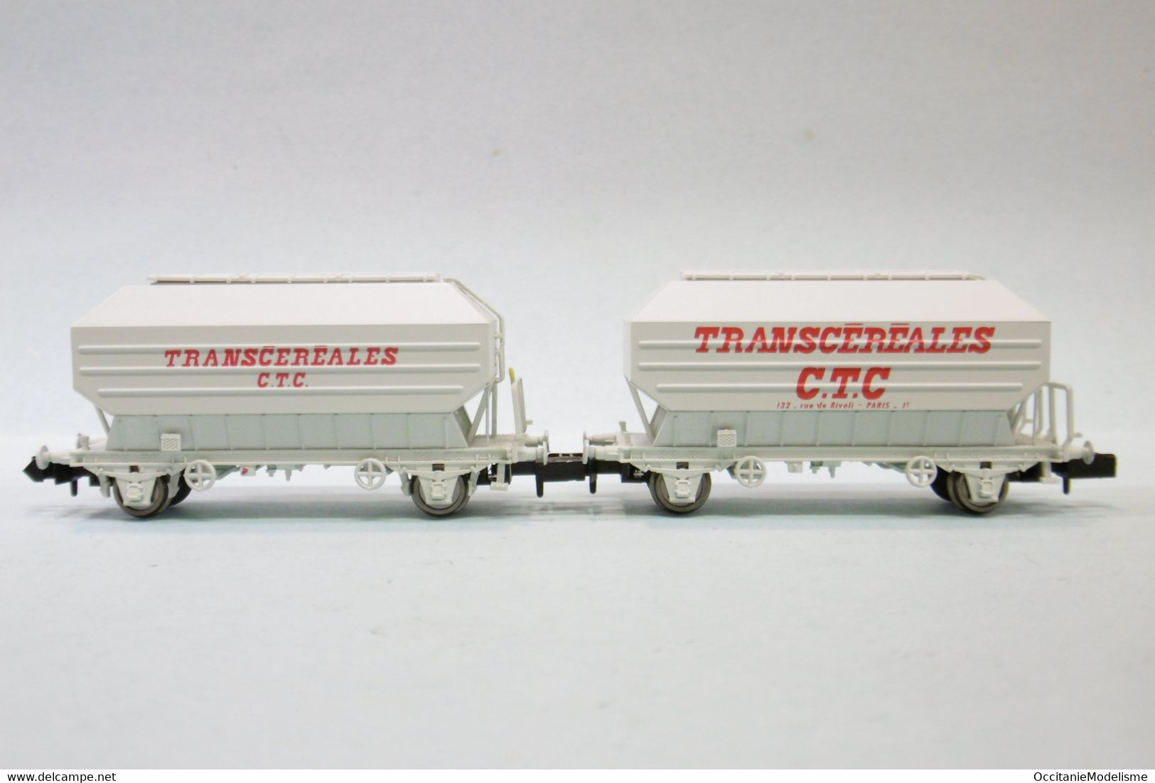 N160 - 2 Wagons CEREALIERS Transcéréales CTC SNCF ép. IV Réf. NC24003 BO N 1/160 - Goods Waggons (wagons)