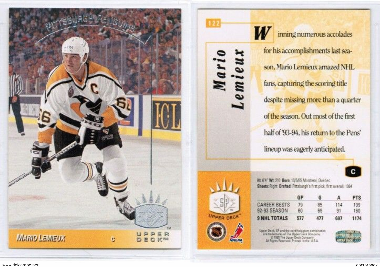 MARIO LEMIEUX---UPPER DECK 1993-94 (NHL--2-6) - 1990-1999