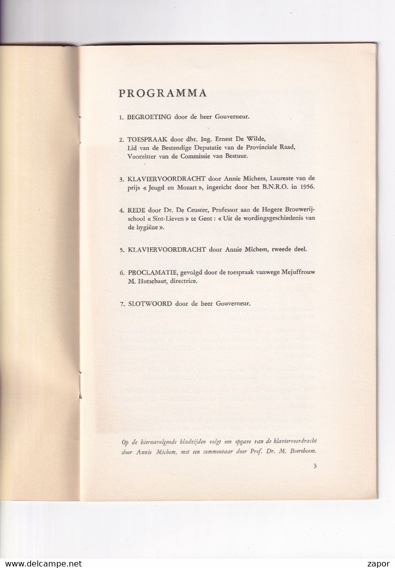 Programma Brochure Diploma Uitreiking - Provinciale School Voor Verpleegsters - Gent - 1957-1958 - Scolaire