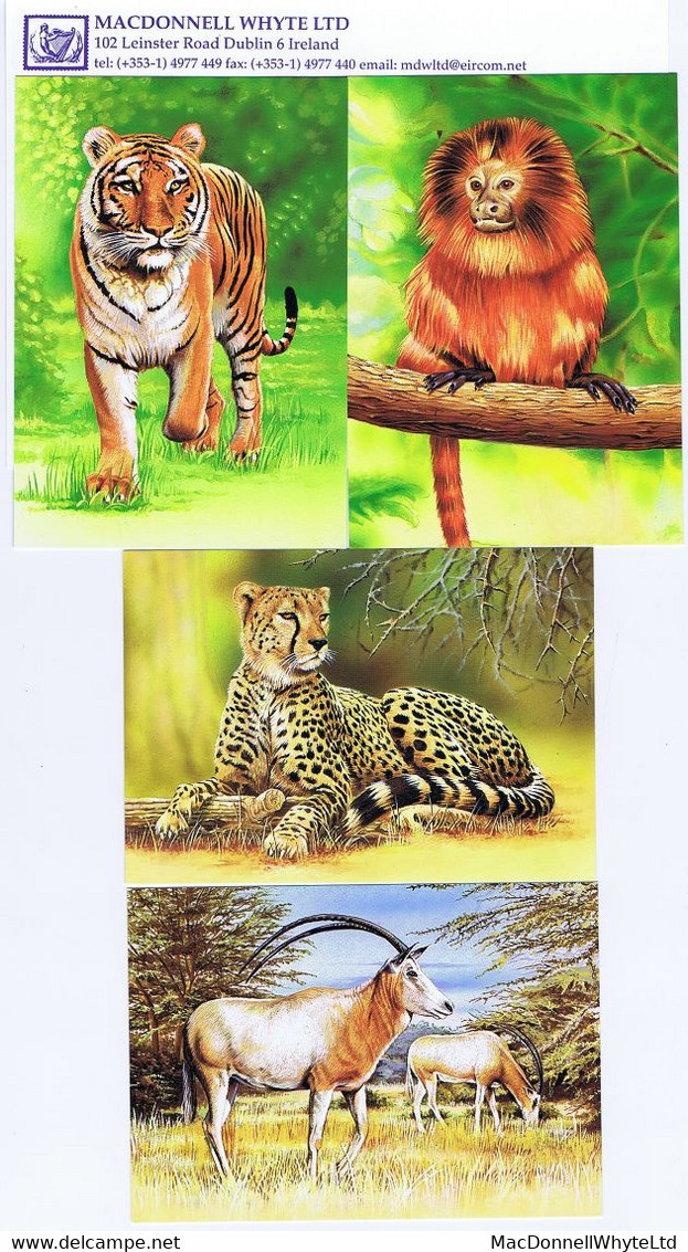 Ireland 1998 Endangered Animals Set Of 4 Maximum Cards Unused (nos 1-4), Plus Miniature Sheet FDC - Cartes-maximum