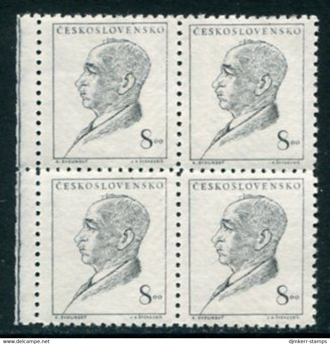 CZECHOSLOVAKIA 1948 Death Of Edvard Benes Block Of 4 MNH / **.  Michel 549 - Ungebraucht