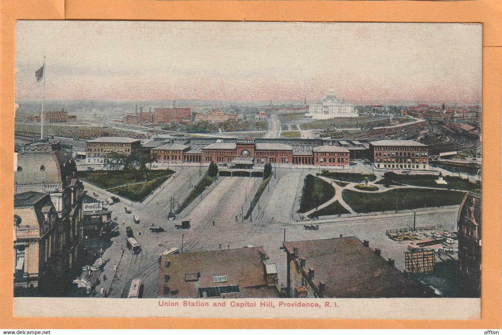 Providence RI Coca Cola Advertising Sign Old Postcard - Providence