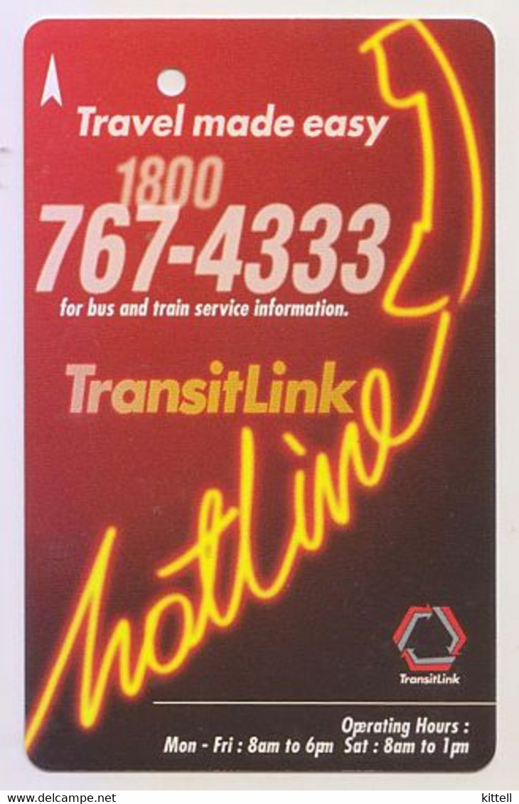 Singapore Old Transport Subway Train Bus Ticket Card Transitlink Unused Hotline - Mundo