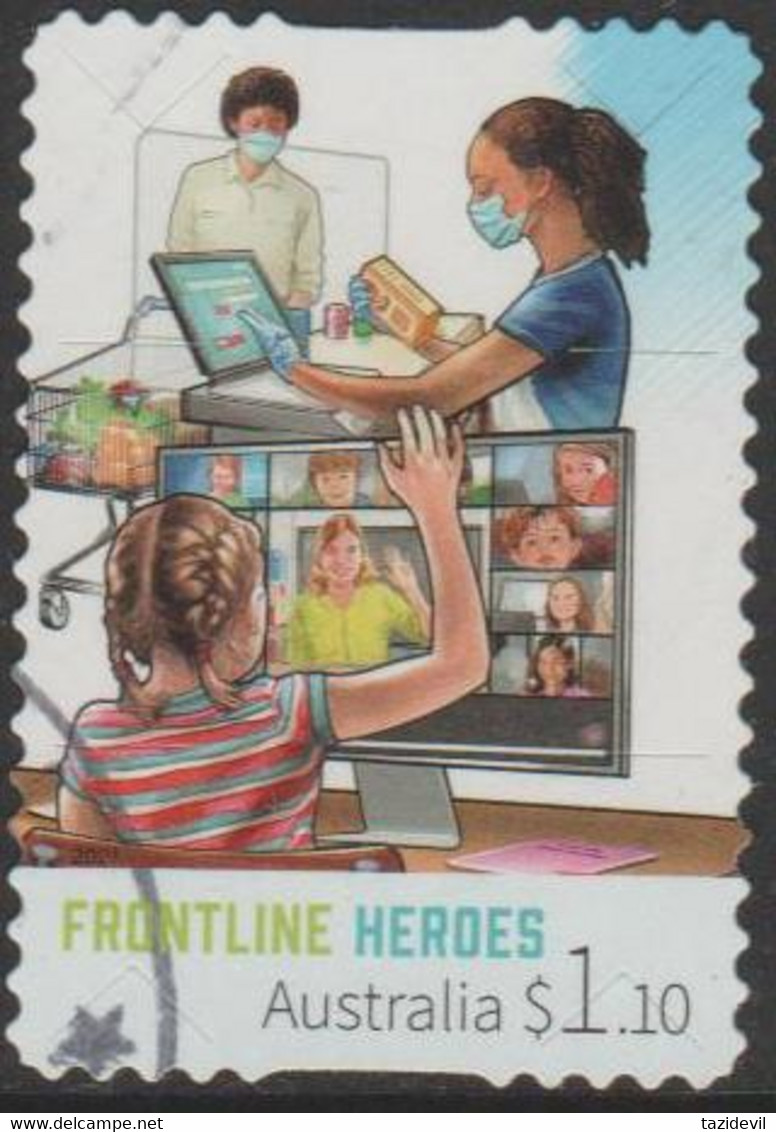 AUSTRALIA - DIE-CUT - USED 2021 $1.10 Frontline Heroes - Teaching Staff - Gebraucht