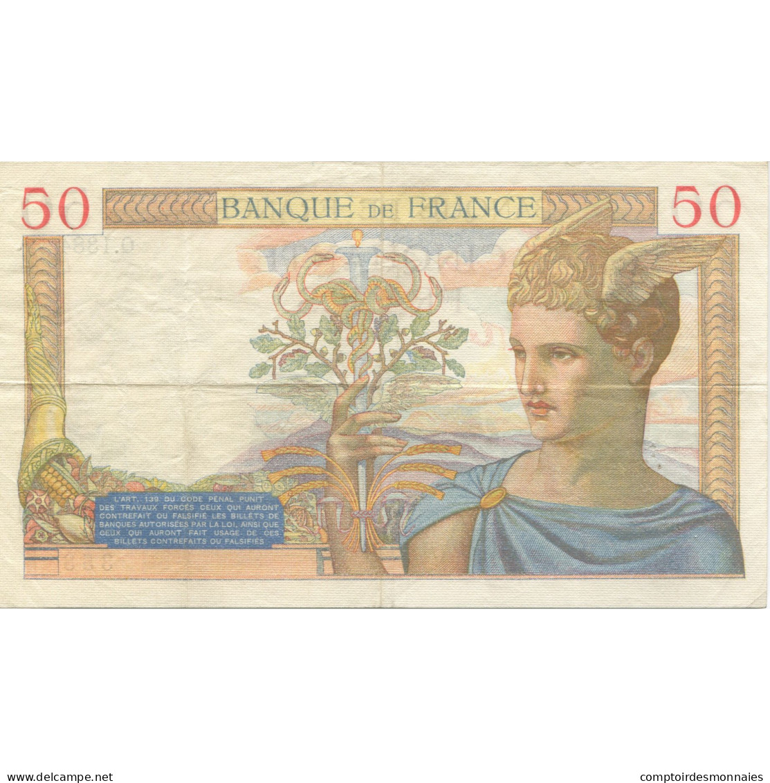 France, 50 Francs, Cérès, 1935, 1935-04-25, TTB+, Fayette:17.8, KM:81 - 50 F 1934-1940 ''Cérès''