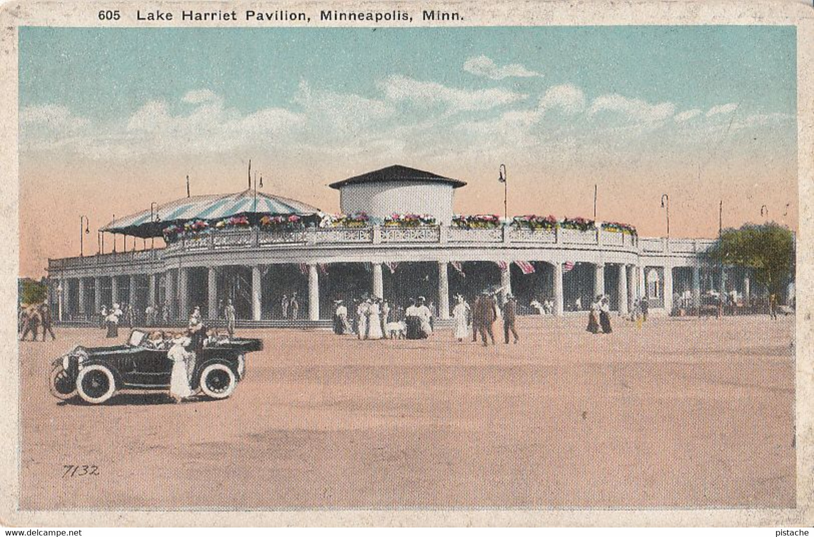 780 – Vintage 1910-20 - Minneapolis Minnesota MN Minn. – Lake Harriet Pavilion – Car Animation – 2 Scans - Minneapolis