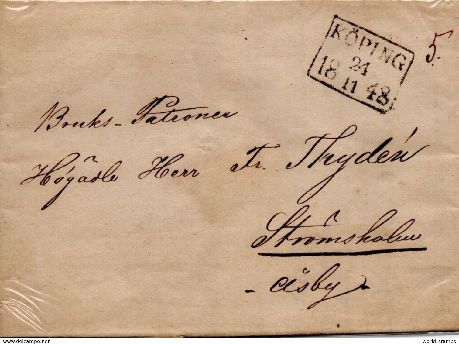 SUEDE 24/11/1848 KOPING-STROMSHOLM - ... - 1855 Vorphilatelie