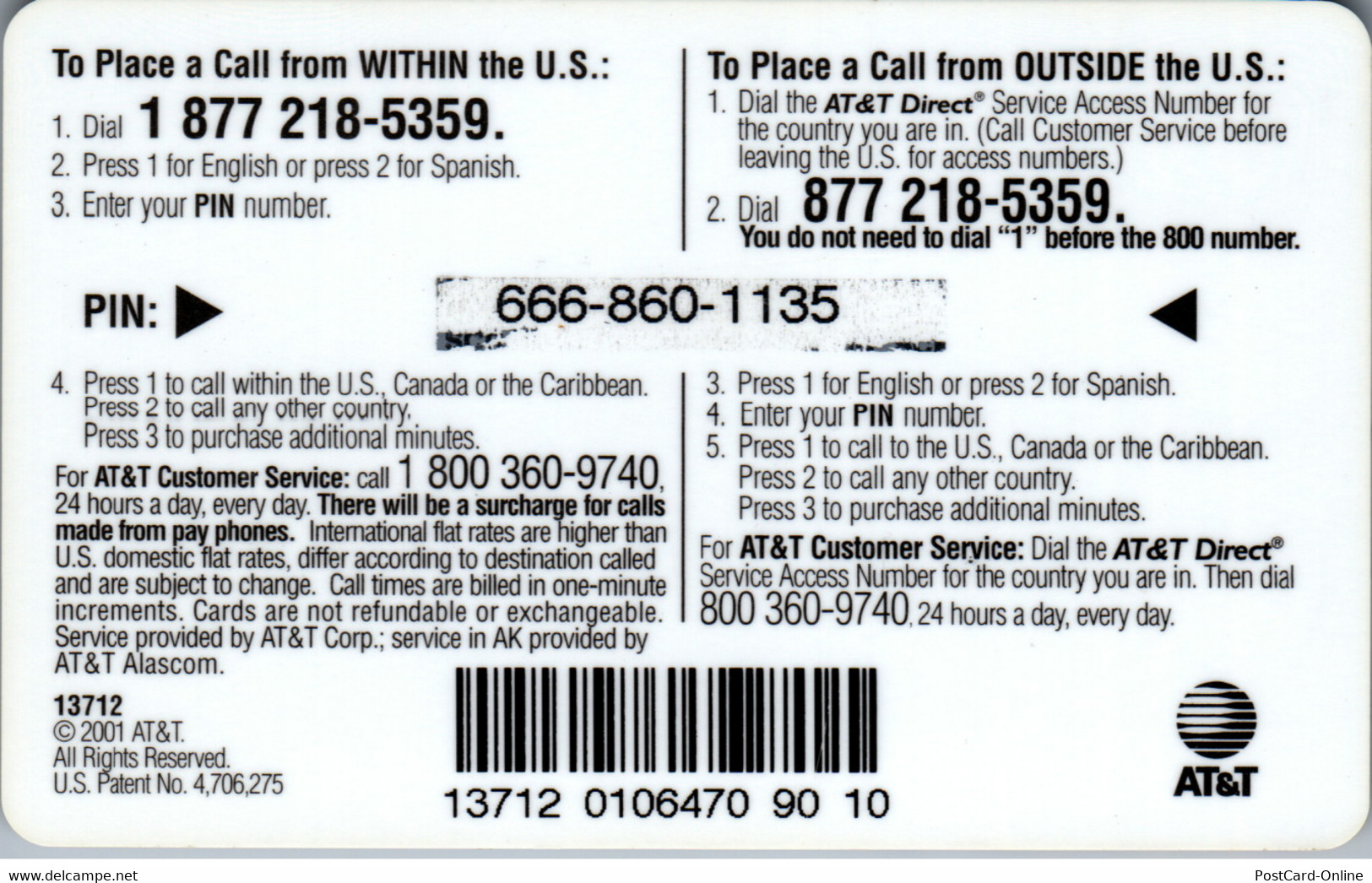 AT&T - 18270 - USA - AT&T Prepaid PhoneCard