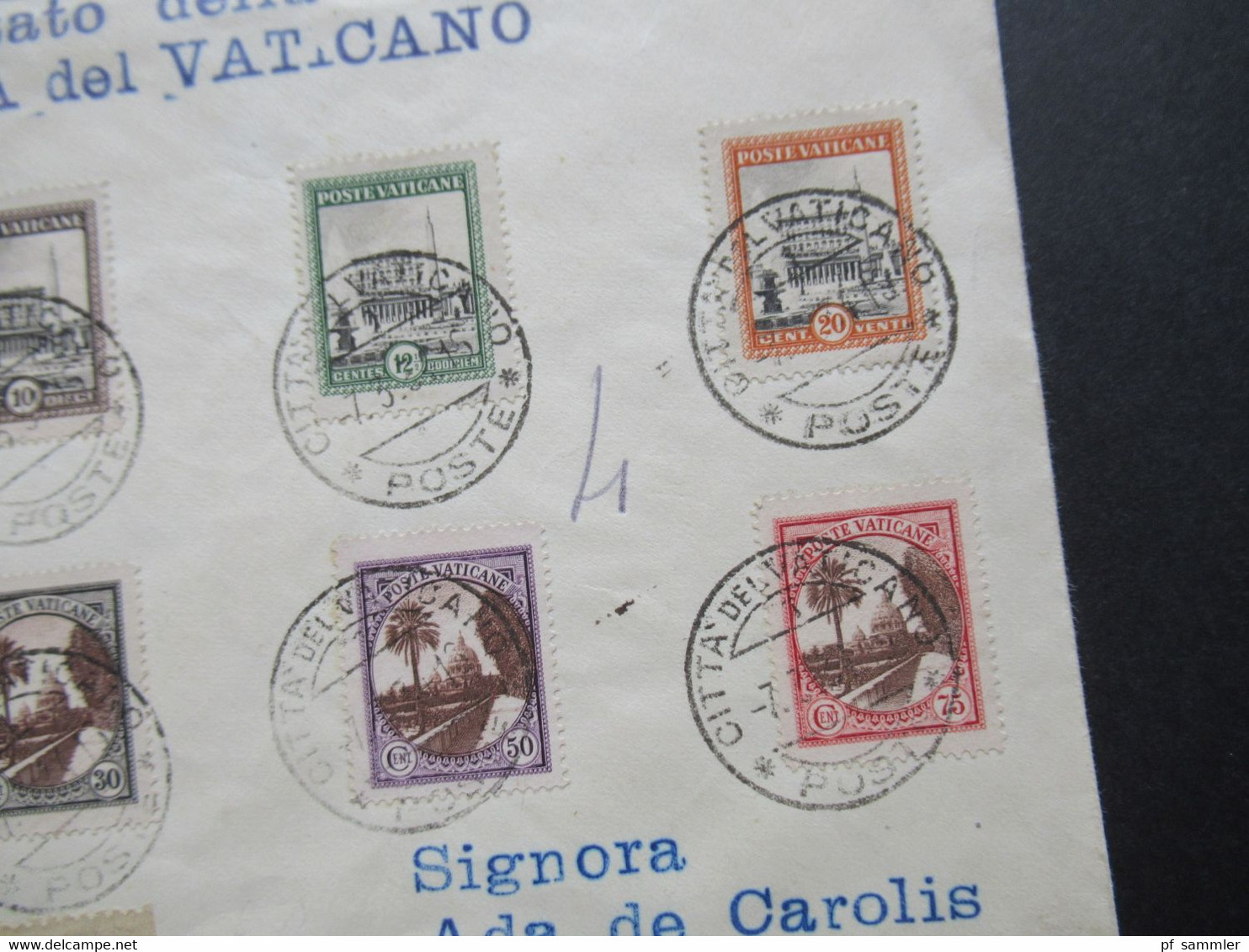 Vatikan 1933 Freimarken Nr.21 - 28 Einschreiben Citta Del Vaticano Nach Roma Gesendet - Covers & Documents