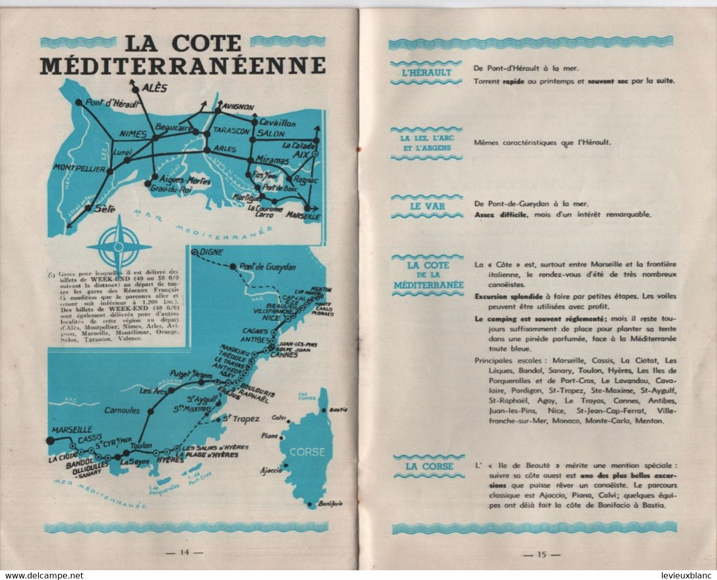 Plaquette touristique 20 Pages /  Canoéistes partez PLM /Entre la Seine et la Méditerranée/ French Railways/1937  MAR90