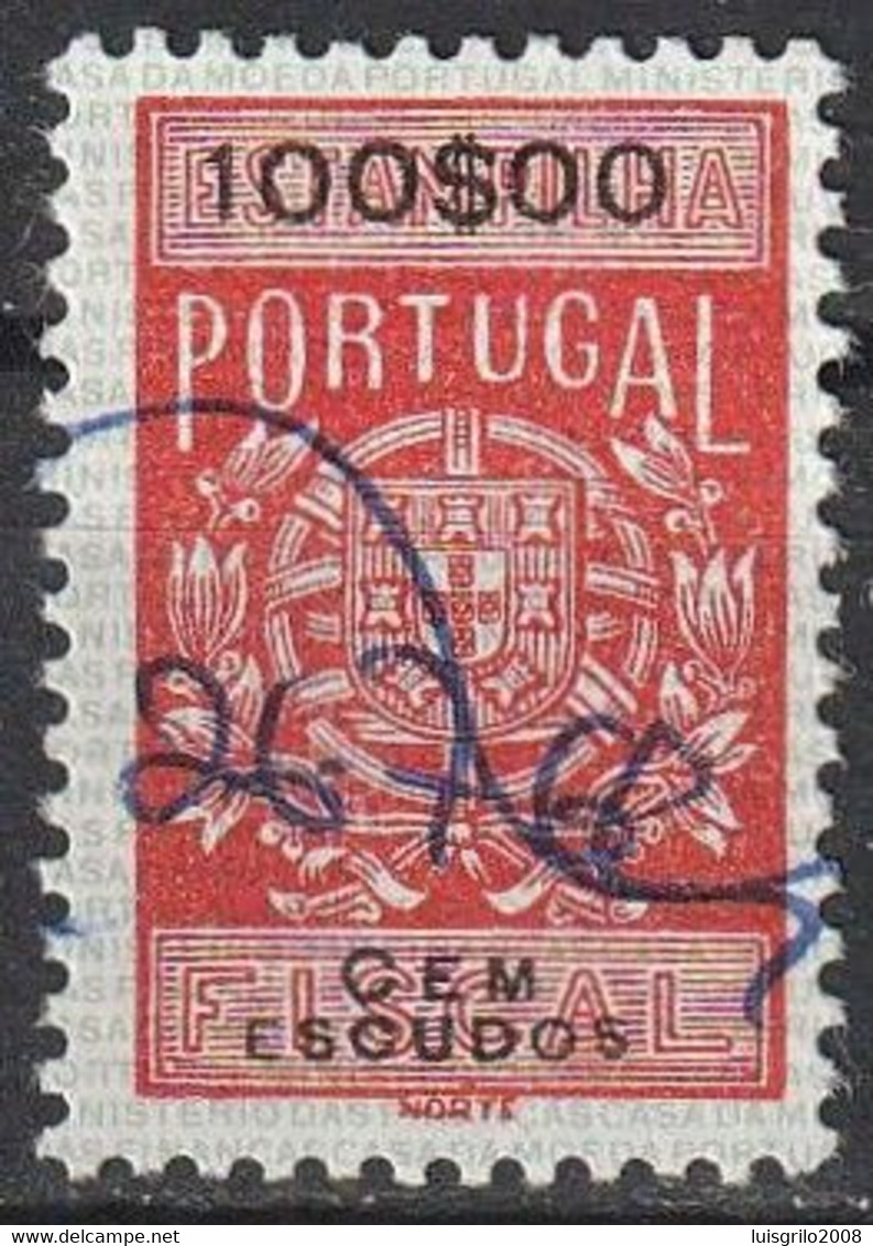 Fiscal/ Revenue, Portugal - Estampilha Fiscal -|- Série De 1940 - 100$00 - Oblitérés