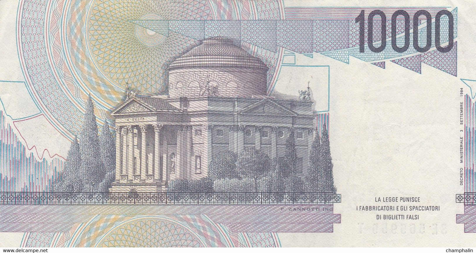 Italie - Billet De 10000 Lire - A. Volta - 3 Septembre 1984 - P112b - 10.000 Lire