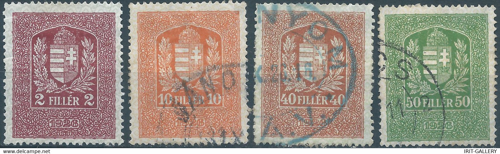 Hungary 1928 Revenue Stamps Fiscal Tax,2 - 10 - 40 - 50 Filler,Obliterated,2 Filler It's Mint - Revenue Stamps