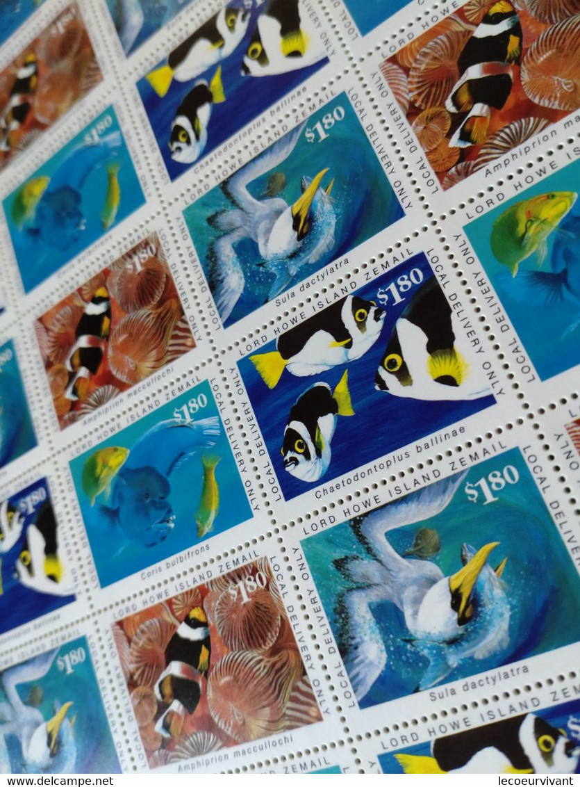 Full SHEET Of 40: Lord Howe Island 1999 Local Zemail Courier Post $1.80 Marine Life (planche De Timbres D'Île) - Sheets, Plate Blocks &  Multiples