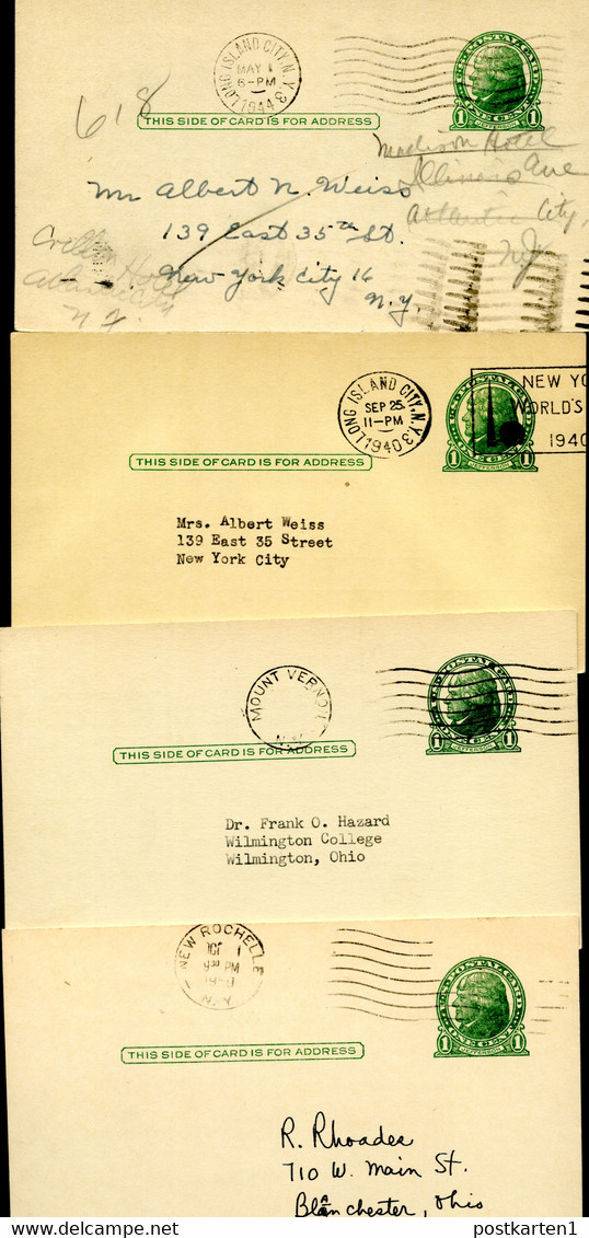 UX27 UPSS S37E 4 Postal Cards Used NEW YORK 1940-50 - 1921-40