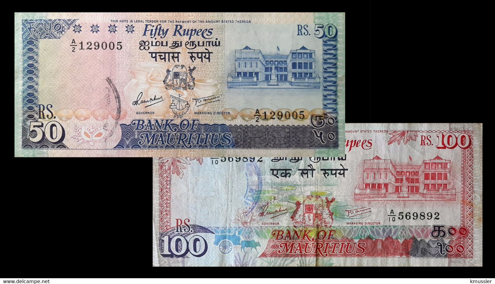 # # # Paar Banknoten Mauritius 50 + 100 Rupees 1986 # # # - Mauritius