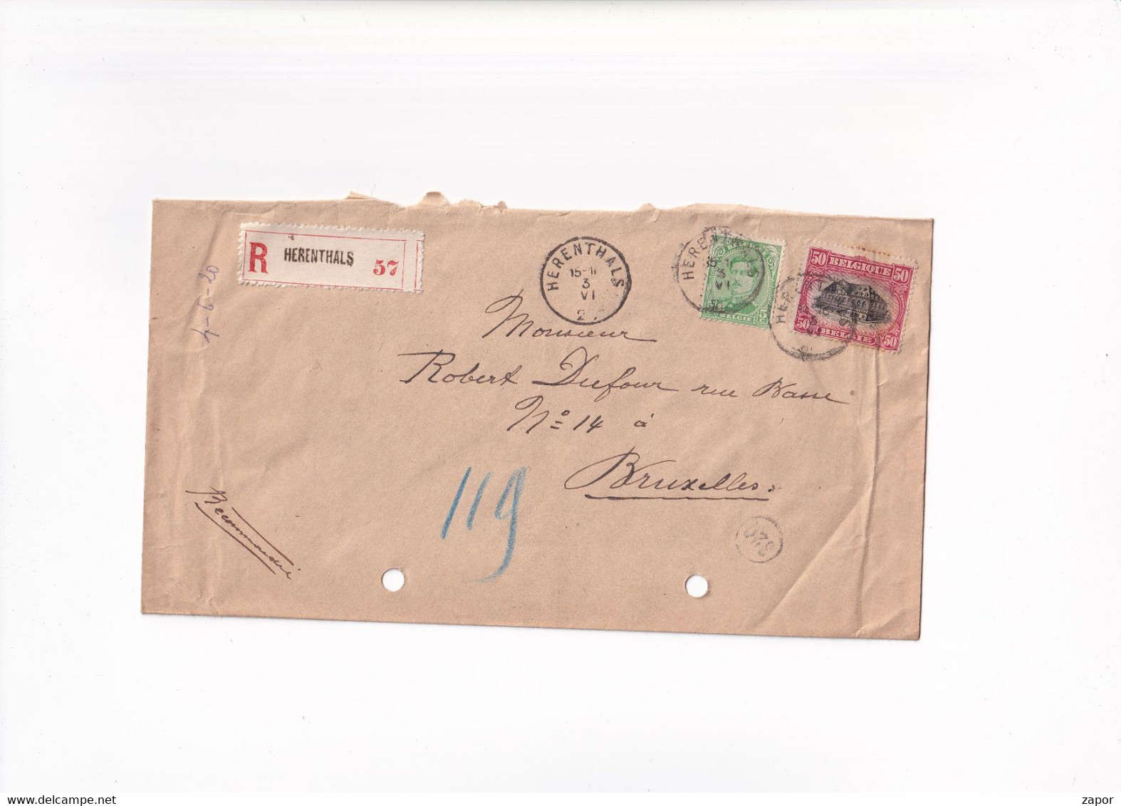 RECOMMANDE - AANGETEKEND - Brief / Lettre - Herentals Naar Brussel - 1920 - 144 Leuven 50c - Letter Covers