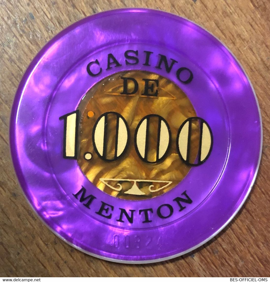 06 MENTON CASINO JETON DE 1.000 FRANCS N° 00324 CHIP COINS TOKENS GAMING - Casino