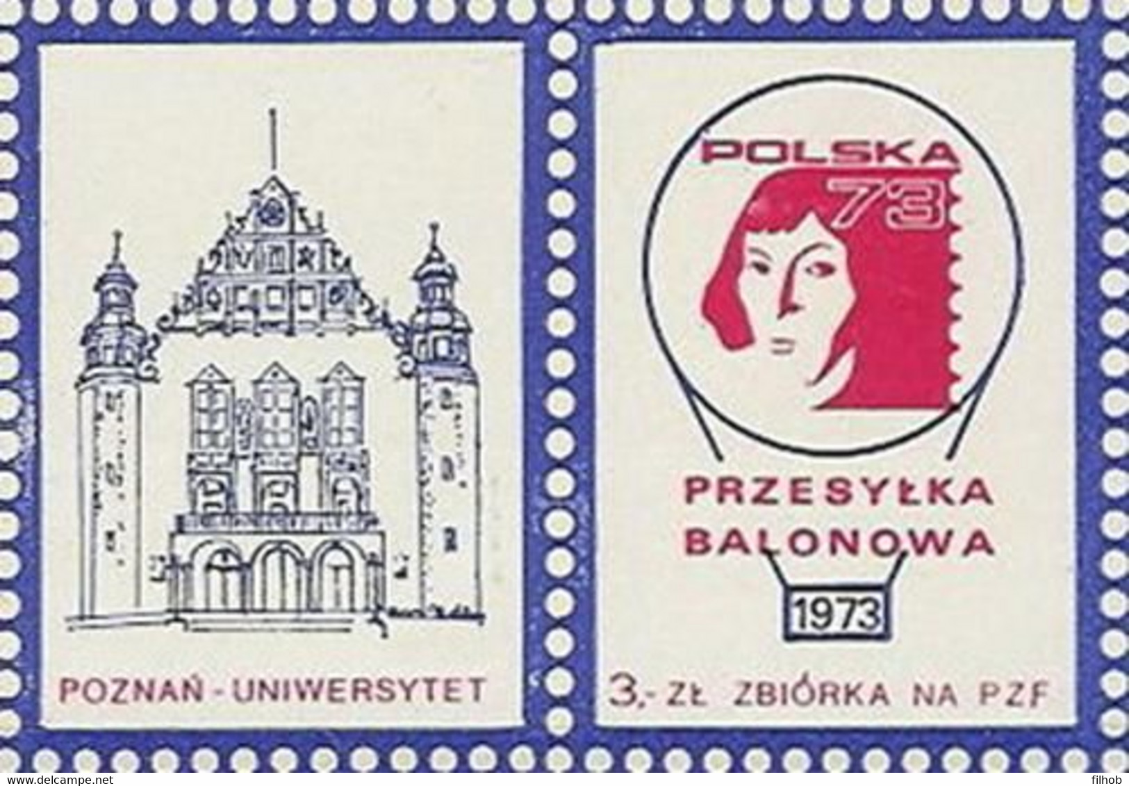 Poland Label - Balloon 1973 (L029): Poznan Exhibition Polska 73 - Ballonpost