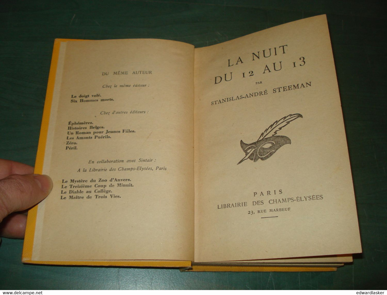 Le MASQUE N°95 : La Nuit Du 13 Au 13 /S.A. Steeman - Cartonné Avec Jaquette - Le Masque