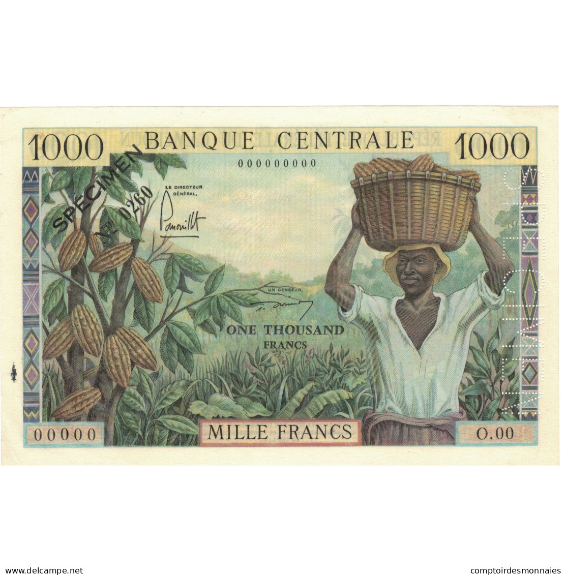 Billet, Cameroun, 1000 Francs, Specimen, KM:7, SPL - Cameroun