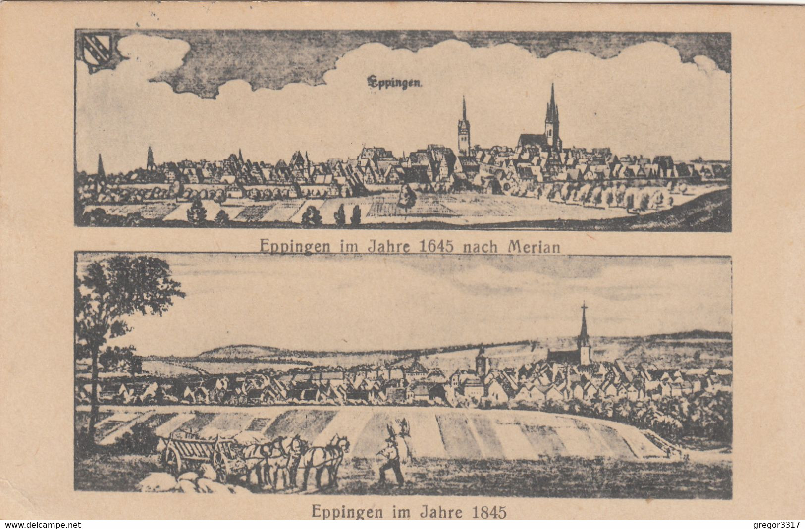 A1756) EPPINGEN 1645 Nach Merian Und Im Jahre 1845 - Tolle Sehr Alte AK !! 5.9.1943 Gelaufen! - Eppingen