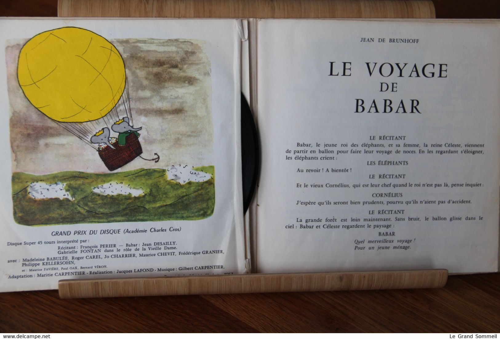 Disque Vinyle Le Voyage De Babar (no 2) 1957 - Enfants