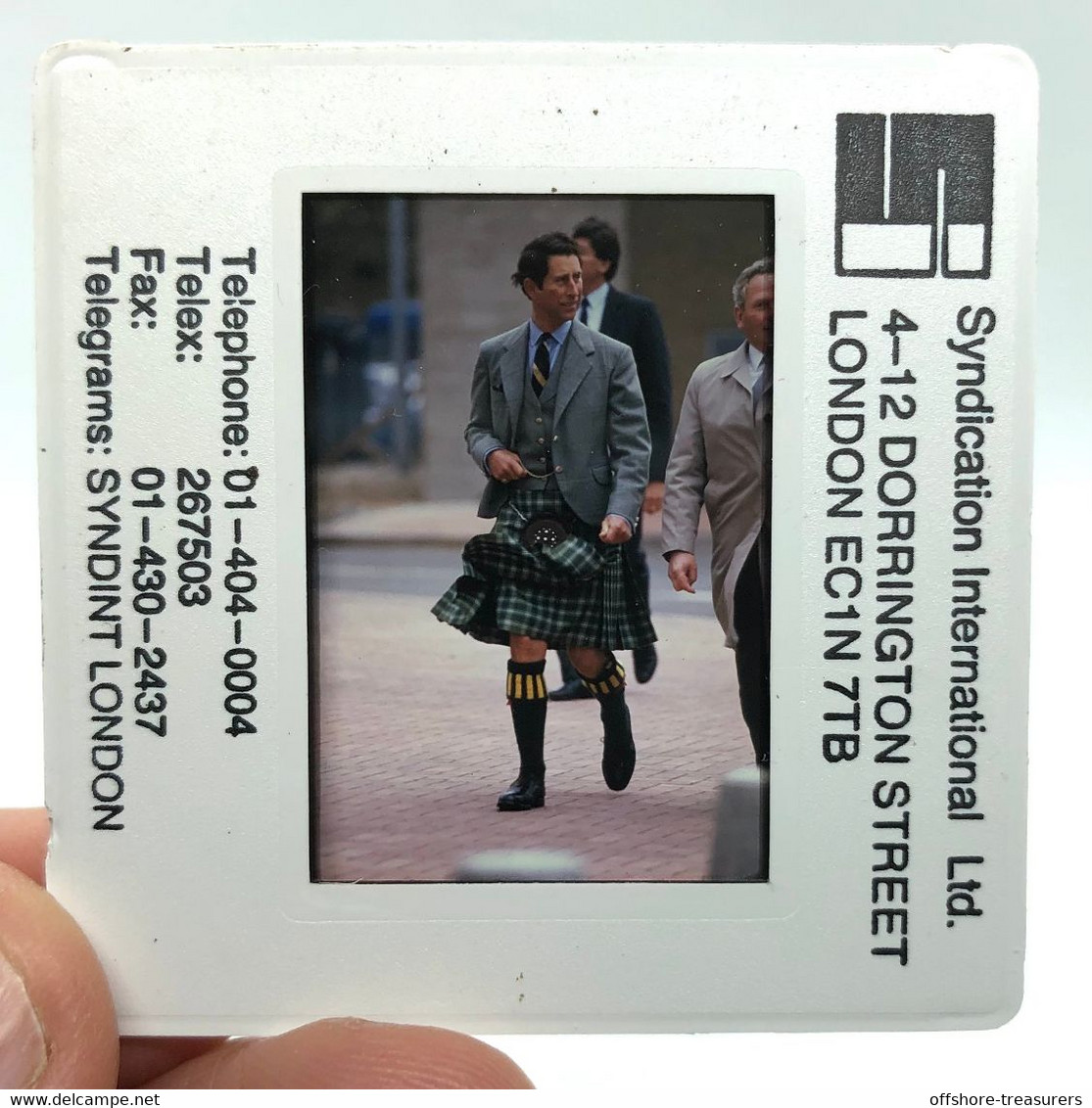 British Royal Family England 1986 Charles Prince of Wales Color Slide at Kinlochbervie Port Scotland