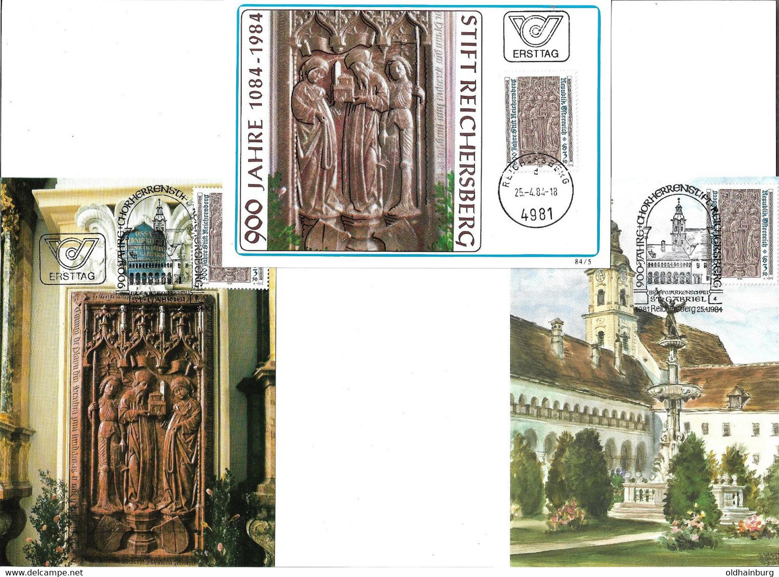 3190u: Motivsammlung 4981 Stift Reichersberg, Belege Und ** Viererblock; 3 Scans - Ried Im Innkreis