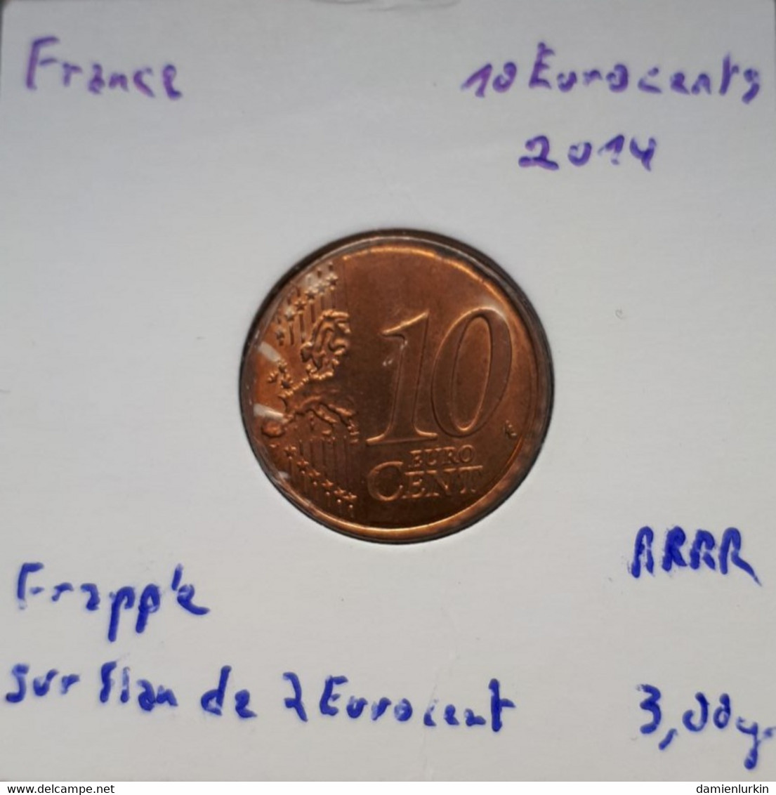 --PROMO 300€-- FRANCE EXCEPTIONNELLE 10 EURO CENT 2014 FRAPPEE SUR FLAN CUIVRE NON METALLIQUE !!!!! --LIRE DESCRIPTIF-- - Variétés Et Curiosités