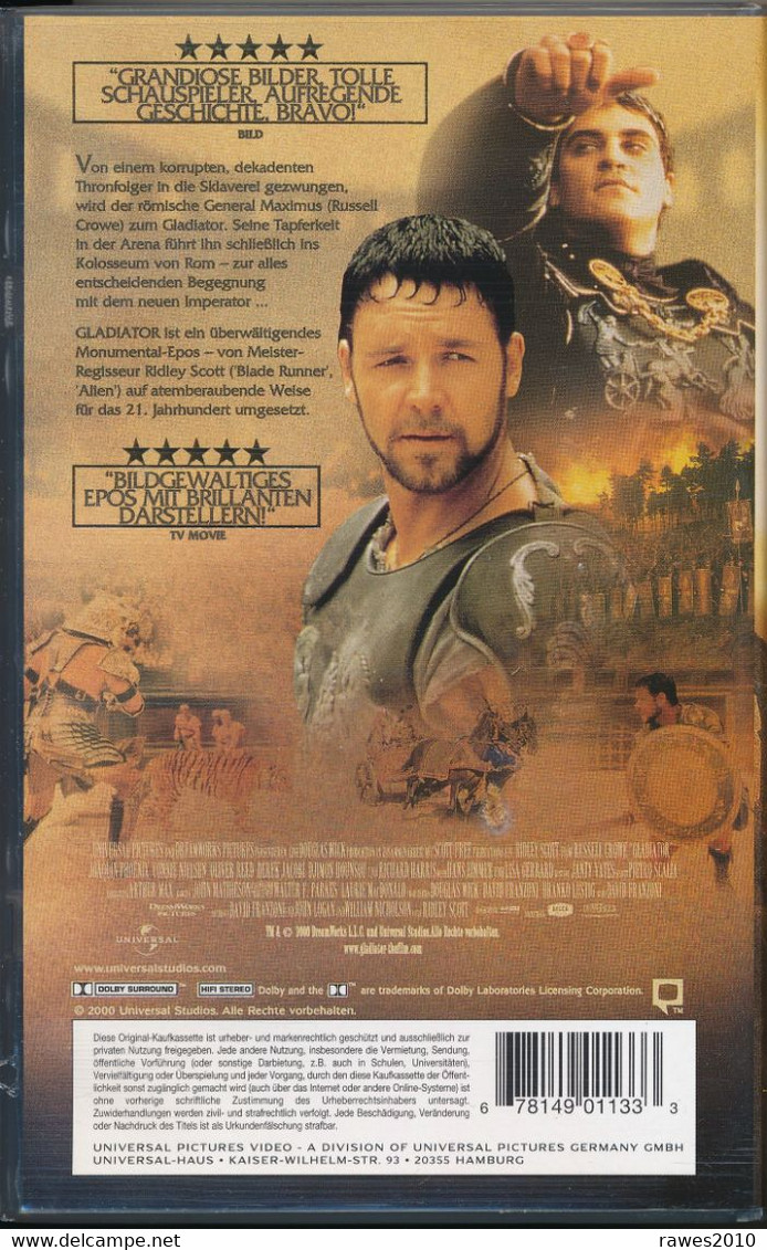 Video: Der Gladiator, Der Ein Imperium Herausforderte Mit Russel Crowe Kassette 2000 - Action & Abenteuer