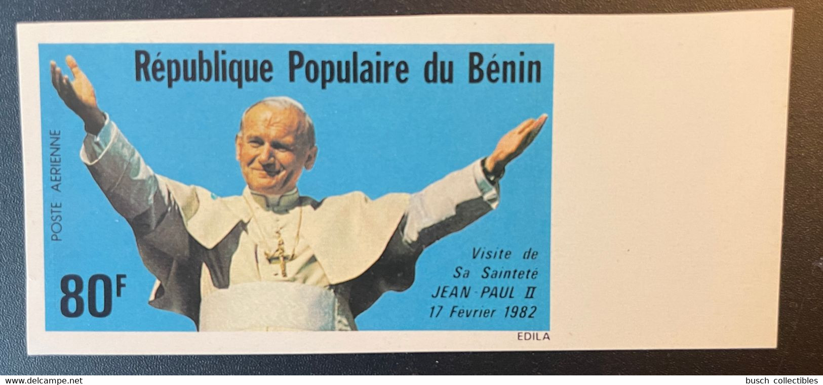 Benin 1982 Mi. 277 IMPERF ND Pope Pape Papst Jean Paul II John Johannes Visite Visit Sainteté Cotonou - Papi