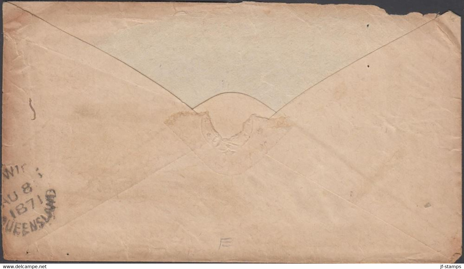 1871. QUEENSLAND. TWO PENNY Victoria On Cover Cancelled Numeral Cancel 87 And  Reverse AU 8 18... (MICHEL 33) - JF425820 - Brieven En Documenten