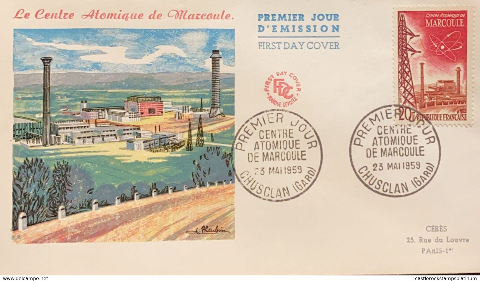 P) 1957 FRANCE, FDC, COVER OF THE ATOMIC CENTER OF MARCOULE, FRENCH TECHNICAL ACHIEVEMENTS STAMP, XF - Other & Unclassified