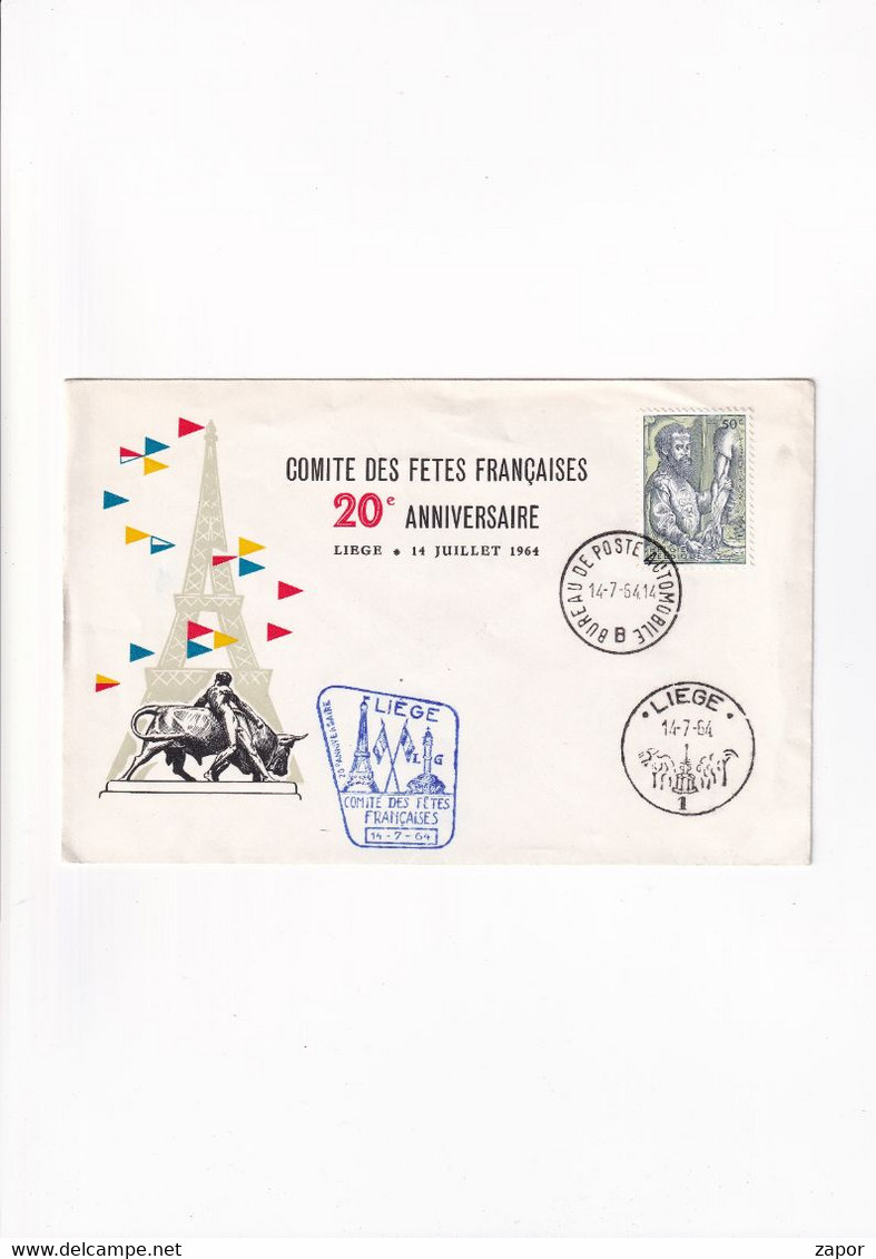 Comité Des Fêtes Françaises - Liège 1964 - Vesalius - Sobres-cartas