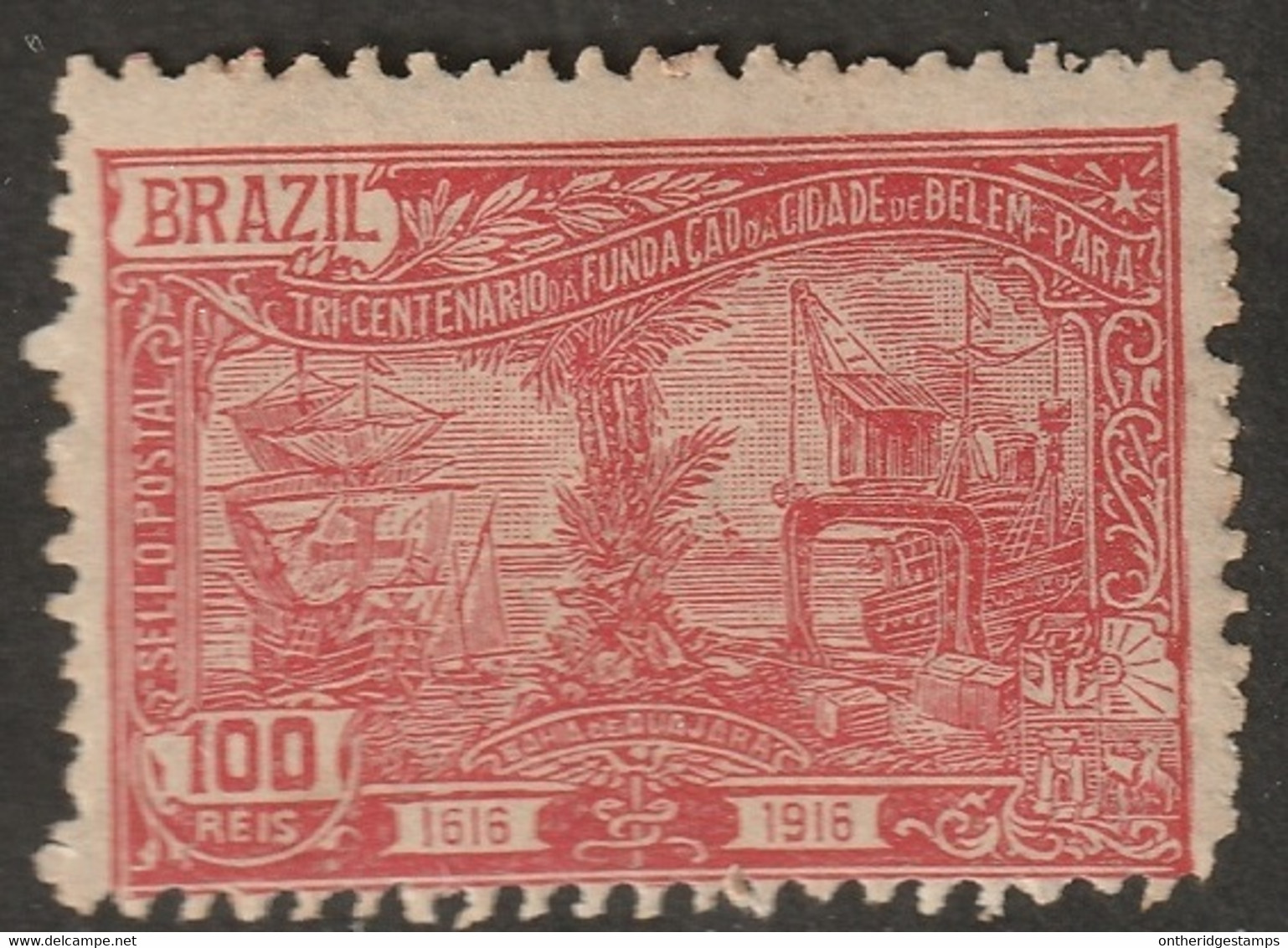 Brazil 1916 Sc 196 Yt 148 MH* Damaged Corner - Unused Stamps