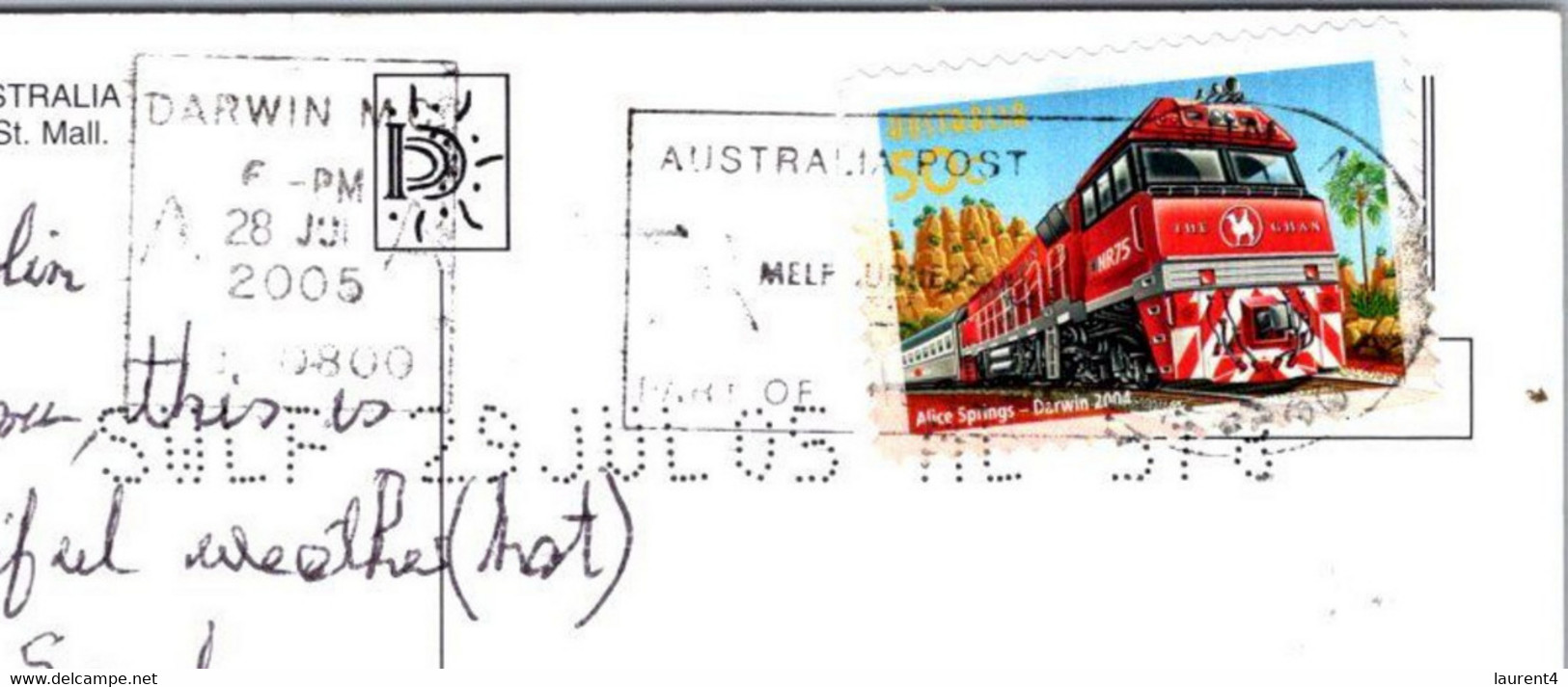 (2 B 10 ) Australia - NT -  Darwin  (with Train Stamp) - Darwin